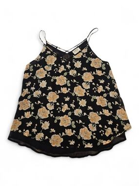 Sienna Sky Black Floral V-Neck Spaghetti Strap Cami